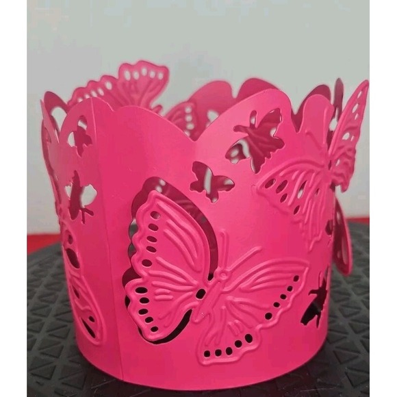 Partylite Pink Metal Butterfly 3 Wick Candle Sleeve - Picture 4 of 6